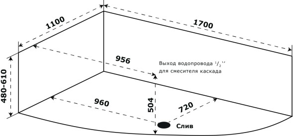 Ванна акриловая Azario Микона170х110 правая