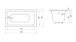 Ванна чугунная Goldman Classic 120x70x40 пристенная, белый (Classic 120*70*40)