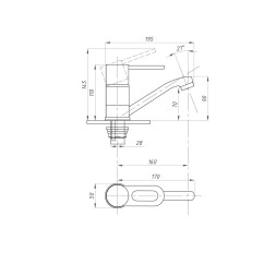 Смеситель для кухни 40к ПРОФСАН ПСМ-215-008 &amp;quot;ПЛЮС&amp;quot;  длин. пов. излив, п/гайку, без подводки ХРОМ - PSM-215-008 