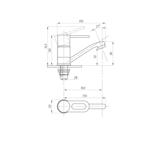 Смеситель для кухни 40к ПРОФСАН ПСМ-215-008 &amp;quot;ПЛЮС&amp;quot;  длин. пов. излив, п/гайку, без подводки ХРОМ - PSM-215-008 