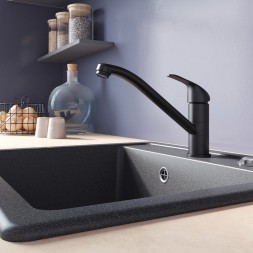 Смеситель для кухни 35к Milardo M02BLR0M05 "Meal" длинный пов. излив ЧЕРНЫЙ матовый - M02BLR0M05