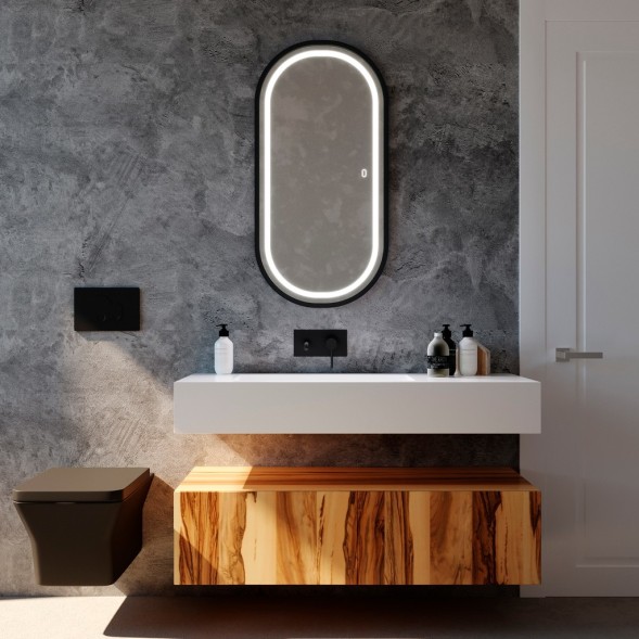 Зеркало MIXLINE &amp;quot;Виола-лофт&amp;quot; 500*1000 (ШВ) пластик. рама, сенсорный выключатель, гор/верт крепеж - LED-00002430 