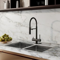 Смеситель для кухни 35к IDDIS ACEBLFFi05 "Ace" высокий, 3 в1, вых. д/пит. фильтра, душ ЧЕРНЫЙ мат. - ACEBLFFi05