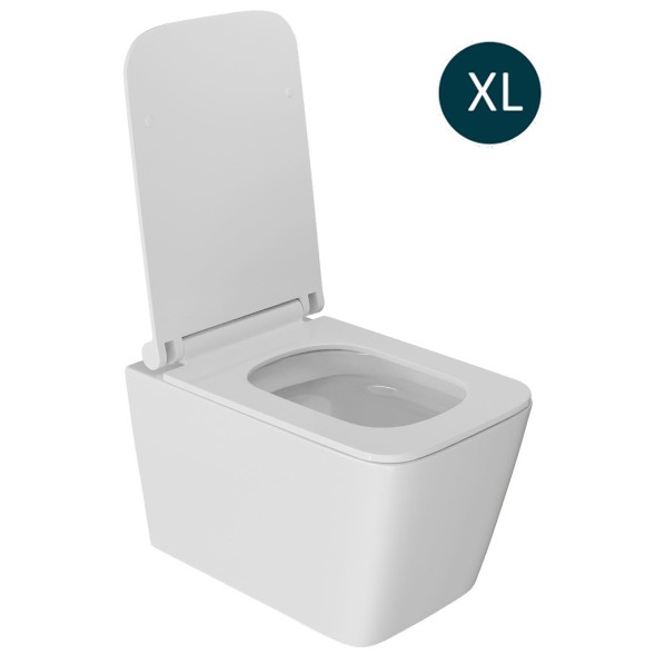 Унитаз подвесной безободковый WAVE LEON сид. дюропласт, м/л, быстр, БЕЛЫЙ глянец (XL) - 551737 