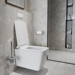 Унитаз подвесной безободковый WAVE LEON сид. дюропласт, м/л, быстр, БЕЛЫЙ глянец (XL) - 551737