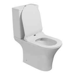 Унитаз-компакт безободковый WAVE STAR гориз, нижн, 2-кн.арм, сид. полипр, м/л, быстр, БЕЛЫЙ глянец - 552973