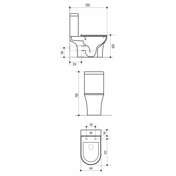 Унитаз-компакт безободковый WAVE STAR гориз, нижн, 2-кн.арм, сид. полипр, м/л, быстр, БЕЛЫЙ глянец - 552973 