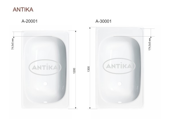 Ванна стальная 1,3*0,7*0,4 (ВИЗ) Антика &amp;quot;Белая Орхидея&amp;quot; цв.белый (ОР-21200) - А-30001 