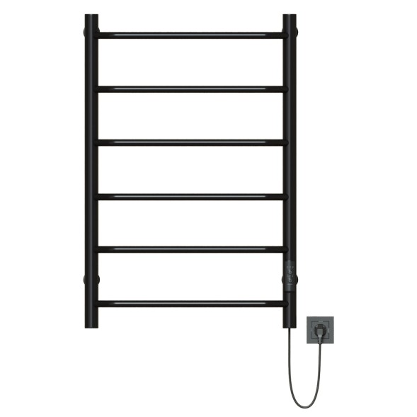 Полотенцесушитель MIXLINE MIRA  80х50 (таймер, 253 Вт, 6 перекладин) электрический ЧЕРНЫЙ - ML-556351 