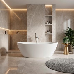 Ванна акриловая Azario Истон 1800x820x600 отдельностоящая, в комплекте с сифоном и металлической рамой, цвет белый (AZ-1337)