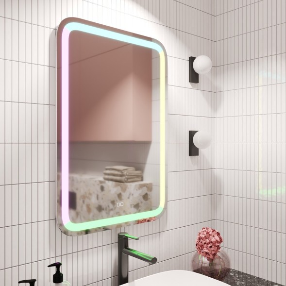 Зеркало MIXLINE &amp;quot;Мальта&amp;quot; RGB 550*800 (ШВ) сенсорный выключатель, МУЛЬТИ-ЦВЕТ - LED-00002511 