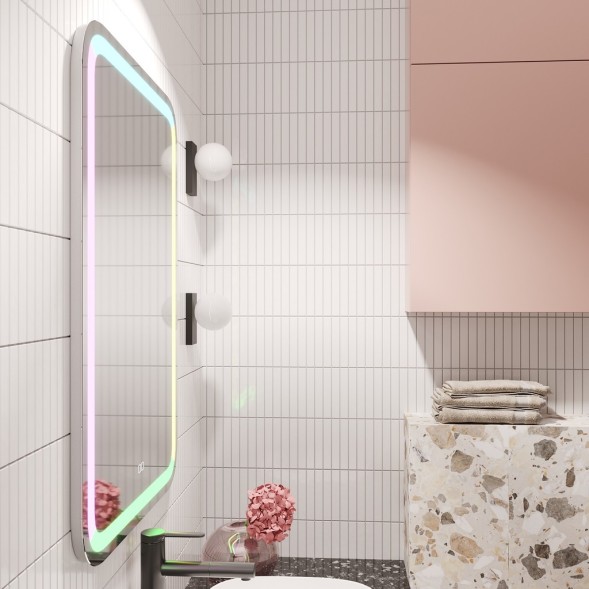 Зеркало MIXLINE &amp;quot;Мальта&amp;quot; RGB 550*800 (ШВ) сенсорный выключатель, МУЛЬТИ-ЦВЕТ - LED-00002511 