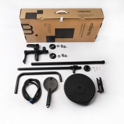 Душевая система 35к Milardo RORBL4FM06 "Rora" лейка "Тропический душ", ЧЕРНЫЙ матовый - RORBL4FM06