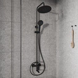 Душевая система 35к Milardo RORBL4FM06 "Rora" лейка "Тропический душ", ЧЕРНЫЙ матовый - RORBL4FM06