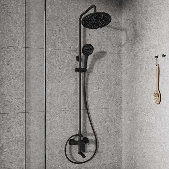 Душевая система 35к Milardo RORBL4FM06 &amp;quot;Rora&amp;quot; лейка &amp;quot;Тропический душ&amp;quot;, ЧЕРНЫЙ матовый - RORBL4FM06 