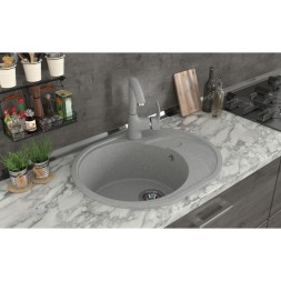 Мойка ML-GMS08 СТАНДАРТ овальная с крылом, светло-серый (310), 570*460*170мм - 00-00002425