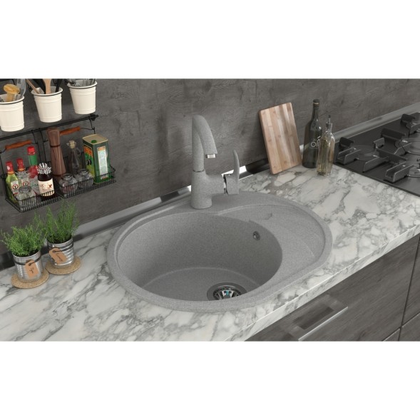 Мойка ML-GMS08 СТАНДАРТ овальная с крылом, светло-серый (310), 570*460*170мм - 00-00002425 