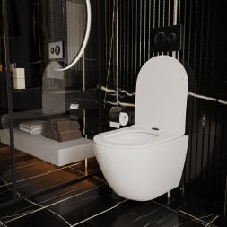 Унитаз подвесной безободковый WAVE MERIDIAN Tornado3.0, сид. дюропласт,м/л,быстр,БЕЛЫЙ глянец(L) - 551735