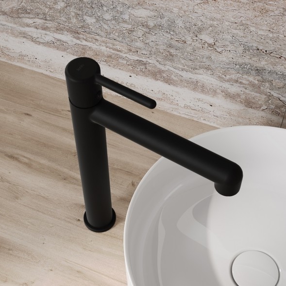 Смеситель для раковины 26к IDDIS AIGBL01i01 &amp;quot;Aiger&amp;quot; высокий, литой, п/гайку ЧЕРНЫЙ матовый - AIGBL01i01 