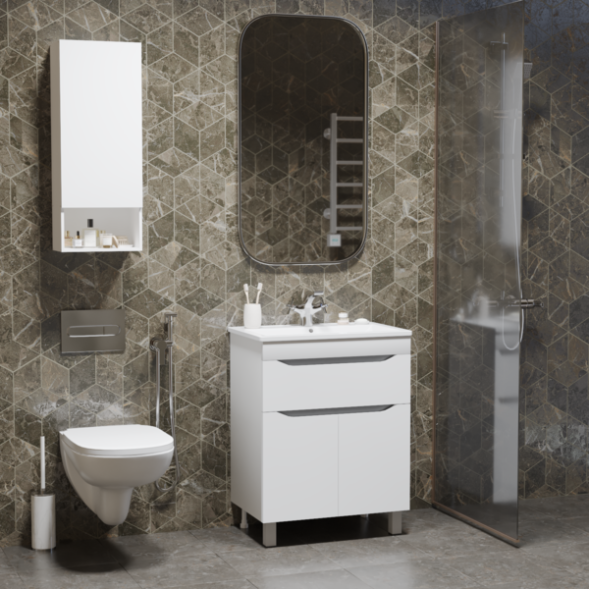 Тумба д/ванной &amp;quot;Лайн-60&amp;quot; 1 ящик под раковину Fest-60 (Sanita Lux) (ПВХ) - 555462 