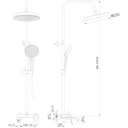 Душевая система 35к HB24553-5 HAIBA лейка "Тропический душ" золотой - HB24553-5
