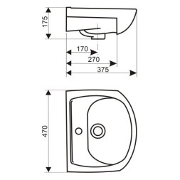 Раковина накладная "Дора-47" белая (ОК) - реал-ия с мебелью!!!