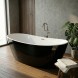 Ванна акриловая Azario Истон 1800x820x600 отдельностоящая, в комплекте с сифоном и металлической рамой, цвет белый с черными внешними стенками (AZ-1337B)