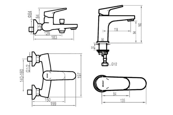 Набор смесителей для ванны и умывальника Bravat Eler, хром  (F191238CP-SET)