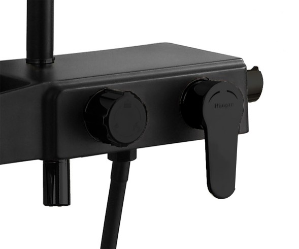 Душевая система AZARIO с поворотным изливом, керамический картридж, черный матовый (AZ-801-2B)