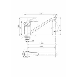 Смеситель для кухни ПРОФСАН 40к ПСМ-427-037 "ProfECO" тип См-МОЦБА, длин. пов. излив, п/гайку, ХРОМ - PSM-427-037