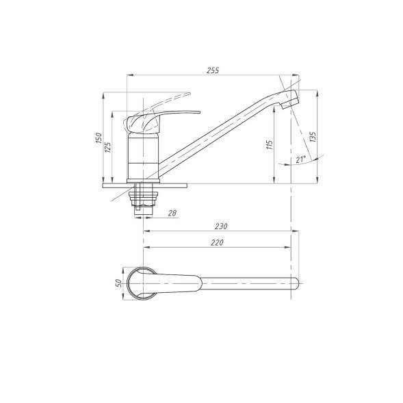 Смеситель для кухни ПРОФСАН 40к ПСМ-427-037 &amp;quot;ProfECO&amp;quot; тип См-МОЦБА, длин. пов. излив, п/гайку, ХРОМ - PSM-427-037 