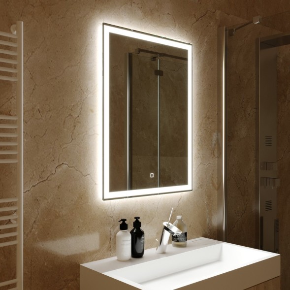 Зеркало MIXLINE &amp;quot;Норма-Лайт&amp;quot; 600*800 (ШВ) ал. профиль, сенсорный выключатель,светодиодная подсветка - LED-00002574 