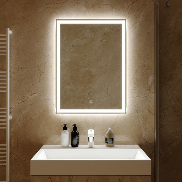 Зеркало MIXLINE &amp;quot;Норма-Лайт&amp;quot; 600*800 (ШВ) ал. профиль, сенсорный выключатель,светодиодная подсветка - LED-00002574 