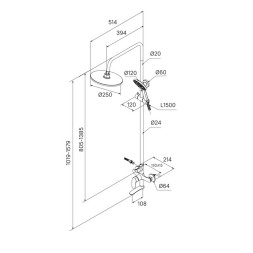 Душевая система 35к Milardo RORWT4FM06 "Rora" лейка "Тропический душ", БЕЛЫЙ матовый - RORWT4FM06