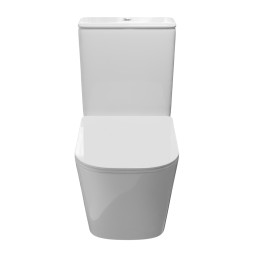 Унитаз-компакт безободковый WAVE QUADRO гориз, нижн, 2-кн.арм, сид. дюропл, м/л, быстр, БЕЛЫЙ глянец - 552974