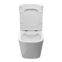 Унитаз-компакт безободковый WAVE QUADRO гориз, нижн, 2-кн.арм, сид. дюропл, м/л, быстр, БЕЛЫЙ глянец - 552974