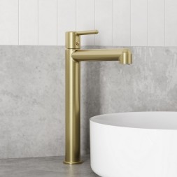 Смеситель для раковины 26к IDDIS AIGMG01i01 "Aiger" высокий, литой, п/гайку ЗОЛОТО матовый - AIGMG01i01