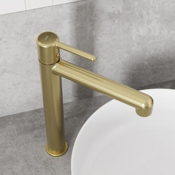 Смеситель для раковины 26к IDDIS AIGMG01i01 &amp;quot;Aiger&amp;quot; высокий, литой, п/гайку  ЗОЛОТО матовый - AIGMG01i01 