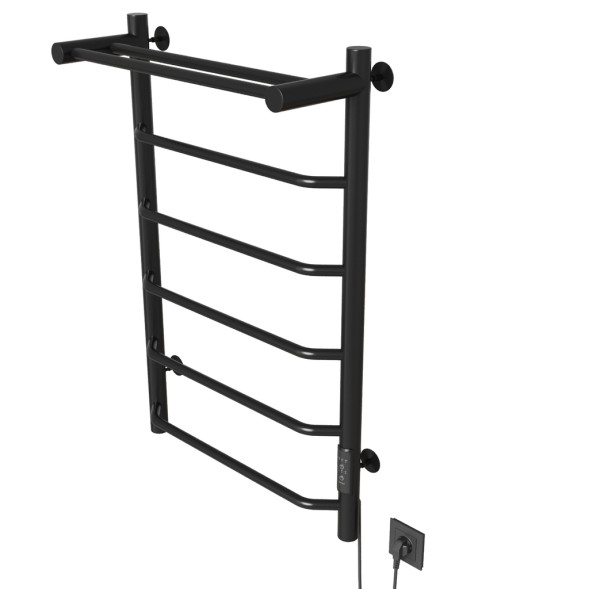 Полотенцесушитель MIXLINE MIRA  80х50 (таймер, 336 Вт, 5 перекладин + ПОЛКА) электрический ЧЕРНЫЙ - ML-556357 