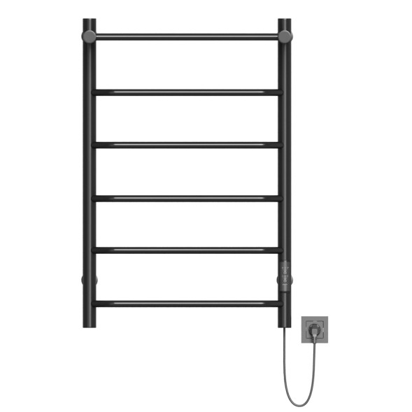 Полотенцесушитель MIXLINE MIRA  80х50 (таймер, 336 Вт, 5 перекладин + ПОЛКА) электрический ЧЕРНЫЙ - ML-556357 