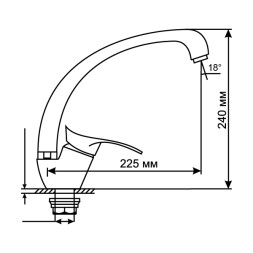 Смеситель для кухни 40k MIXLINE ML03-032 высокий излив б/отв боковая п/гайку (без подводки) - ML03-032
