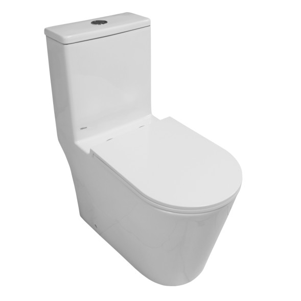 Унитаз моноблок Azario Eagle торнадо, в комплекте с арматурой и сиденьем микролифт дюропласт 690х360х800 (AZ-80673)