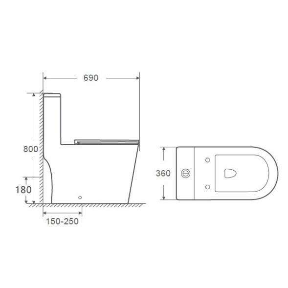 Унитаз моноблок Azario Eagle торнадо, в комплекте с арматурой и сиденьем микролифт дюропласт 690х360х800 (AZ-80673)