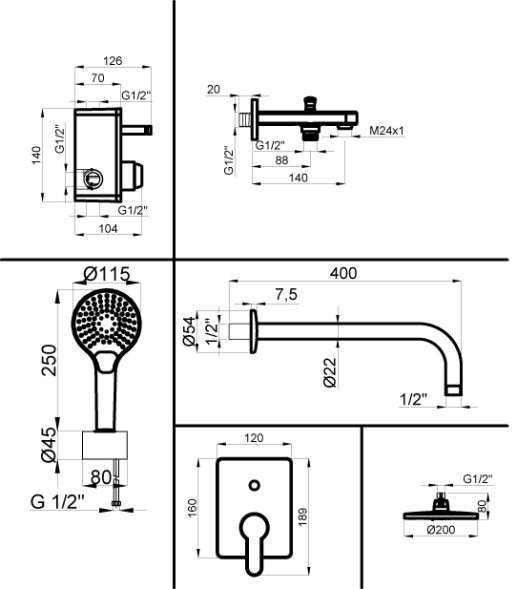 Промо-комплект встраиваемый для ванны AZARIO TEVIS (AZ-15490711)