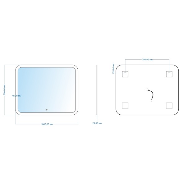 Зеркало MIXLINE &amp;quot;Стив&amp;quot; 1000*800 (ШВ) сенсорный выключатель, светодиодная подсветка - ФР-00001304 