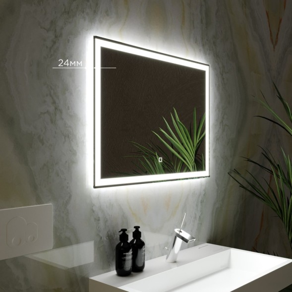 Зеркало MIXLINE &amp;quot;Норма-Лайт&amp;quot; 800*600 (ШВ) ал. профиль, сенсорный выключатель,светодиодная подсветка - LED-00002595 