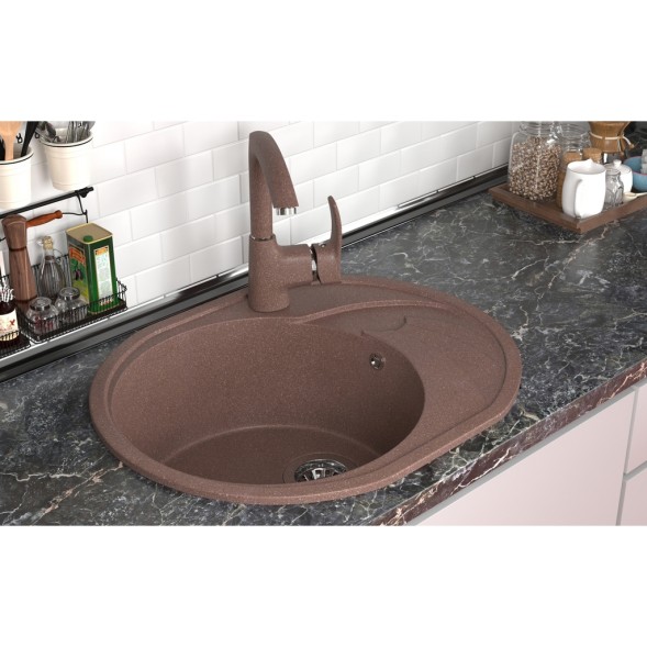 Мойка ML-GMS08 СТАНДАРТ овальная с крылом, терракот (307), 570*460*170мм - 00-00002563 