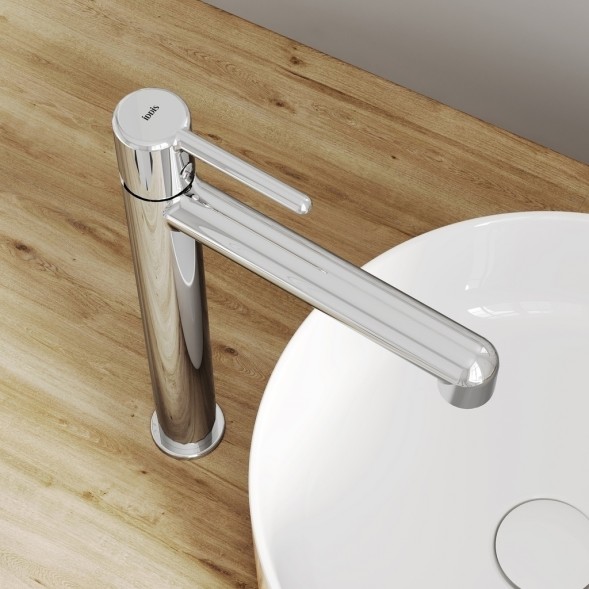 Смеситель для раковины 26к IDDIS AIGSB01i01 &amp;quot;Aiger&amp;quot; высокий, литой, п/гайку, ХРОМ - AIGSB01i01 