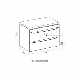 Тумба д/ванной &amp;quot;Лайн-70&amp;quot; подвесная  под раковину Марго-70 (MIXLINE) (ПВХ) - 555463 