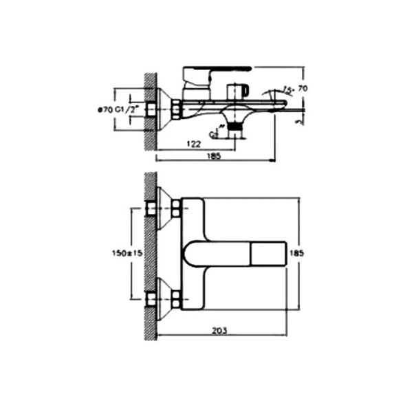 Смеситель для ванны 35к HB60505-3  HAIBA картридж перекл оружейная сталь - HB60505-3 
